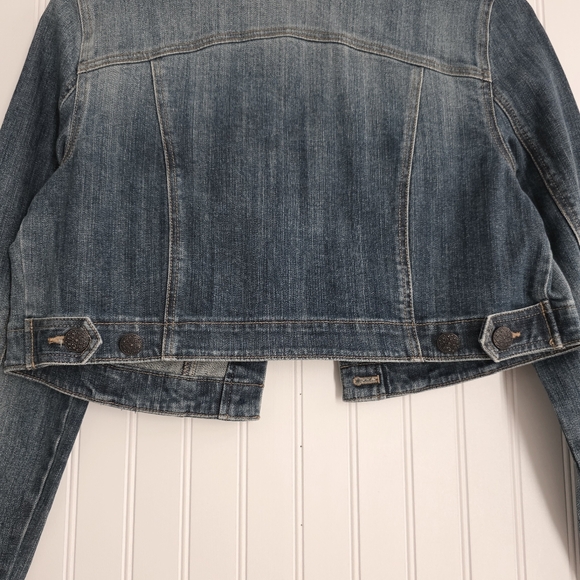 INC Women’s Crop Denim Jacket with Embellished Collar. Size L - Picture 5 of 9
